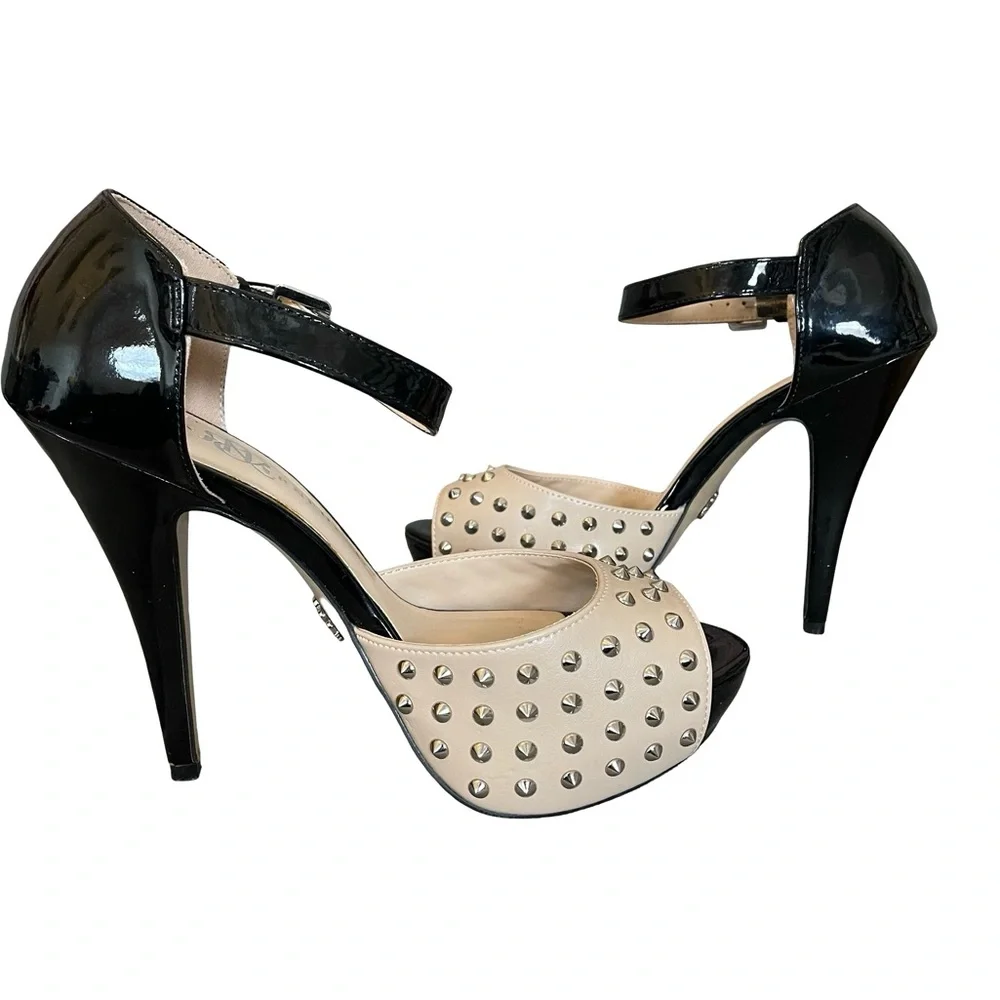 Rock & Republic Heels Studded Platform Vegan Patent Leather Kurttan Size 7 - Picture 4 of 8